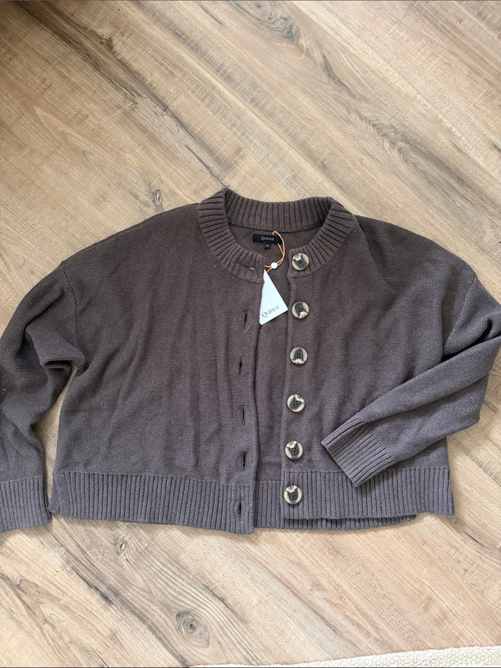 Quince Chocolate Brown Button-Up Cropped Cardigan